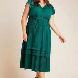 Anthropologie Sereia Pleated Midi Dress Plus Size